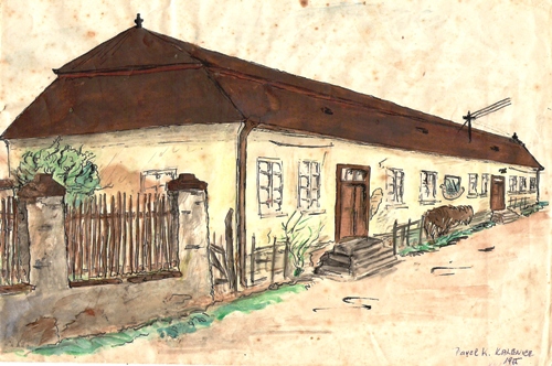 Obytný dům na obrázku Pavla Kubíčka z roku 1955