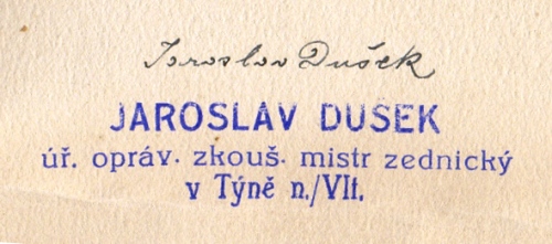Signatura a raztko zednickho mistra Jaroslava Duka