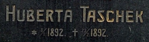 Náhrobek Huberty Taschkové mladší na hřbitově v Bukovníku