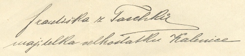 Signatura Františky Taschkové, rozené Kräutnerové