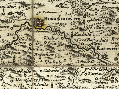 Výřez z Müllerovy mapy z roku 1720